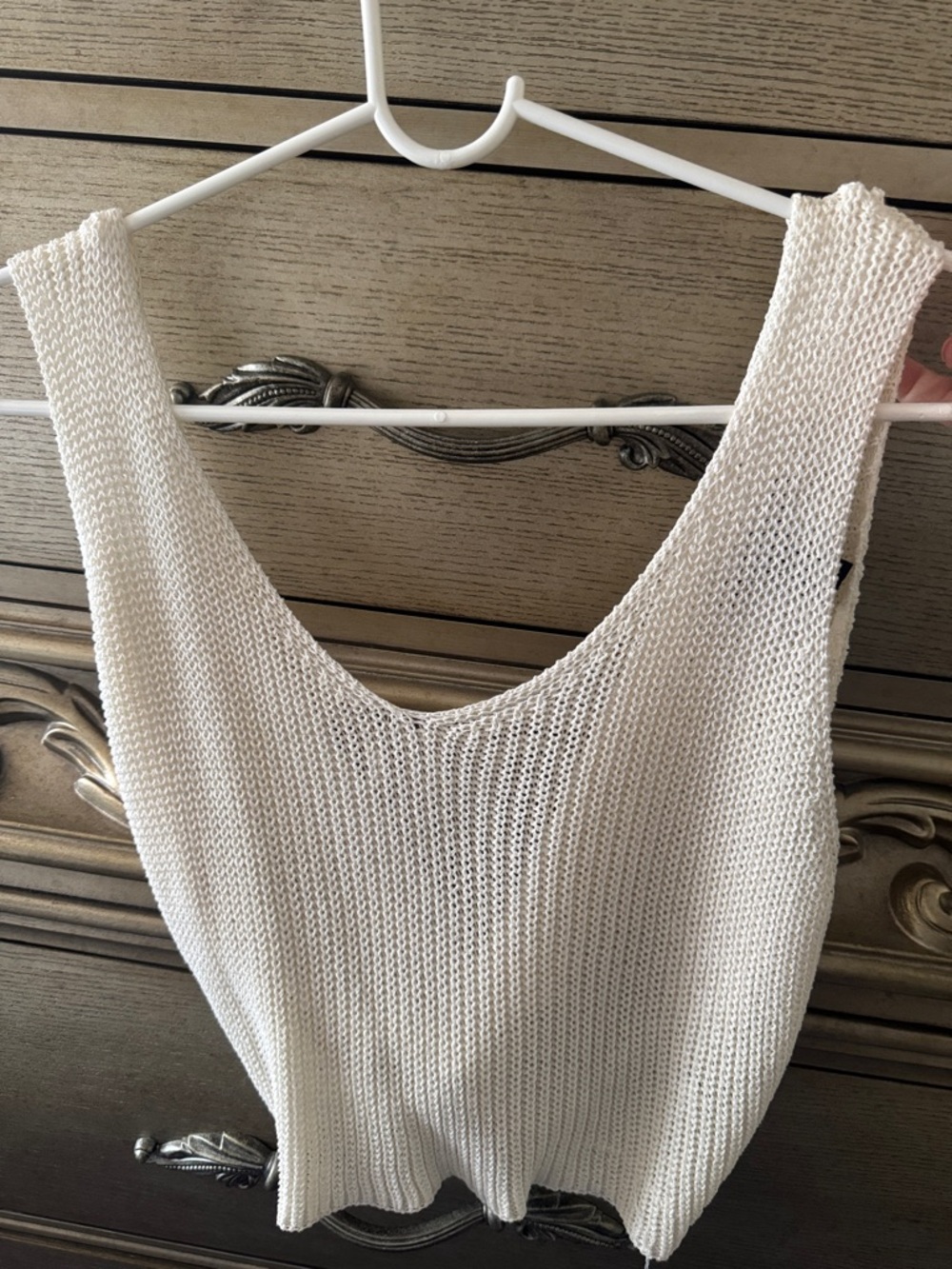 Forever 21 Cream Open-Knit Tank Top